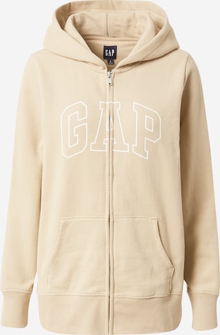 GAP Zip-Up Hoodie in Beige: front