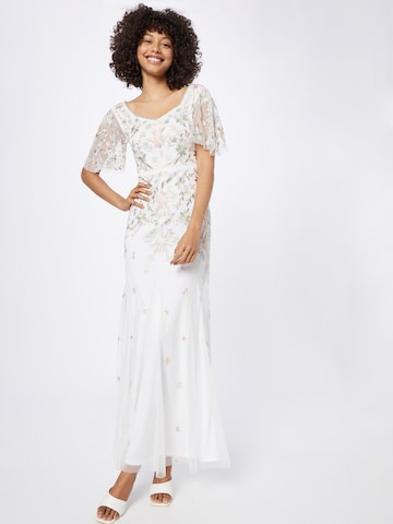 Frock and Frill Evening Dress in White: front