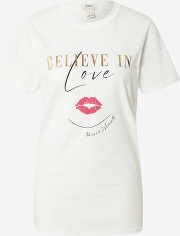 River Island Shirt 'BELIEVE IN LOVE' in White: front