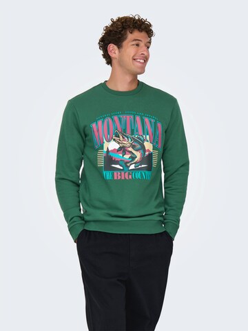 Only & Sons Collegepaita 'ONSCERES MONTO' värissä vihreä: etupuoli