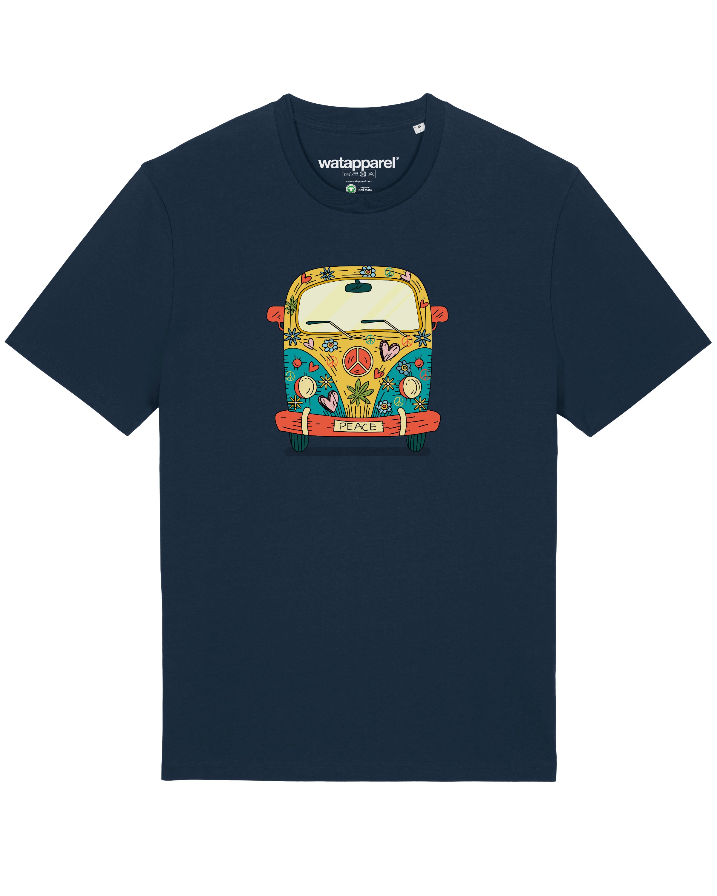 Watapparel Shirt ' Hippies Bus ' in Blauw: voorkant