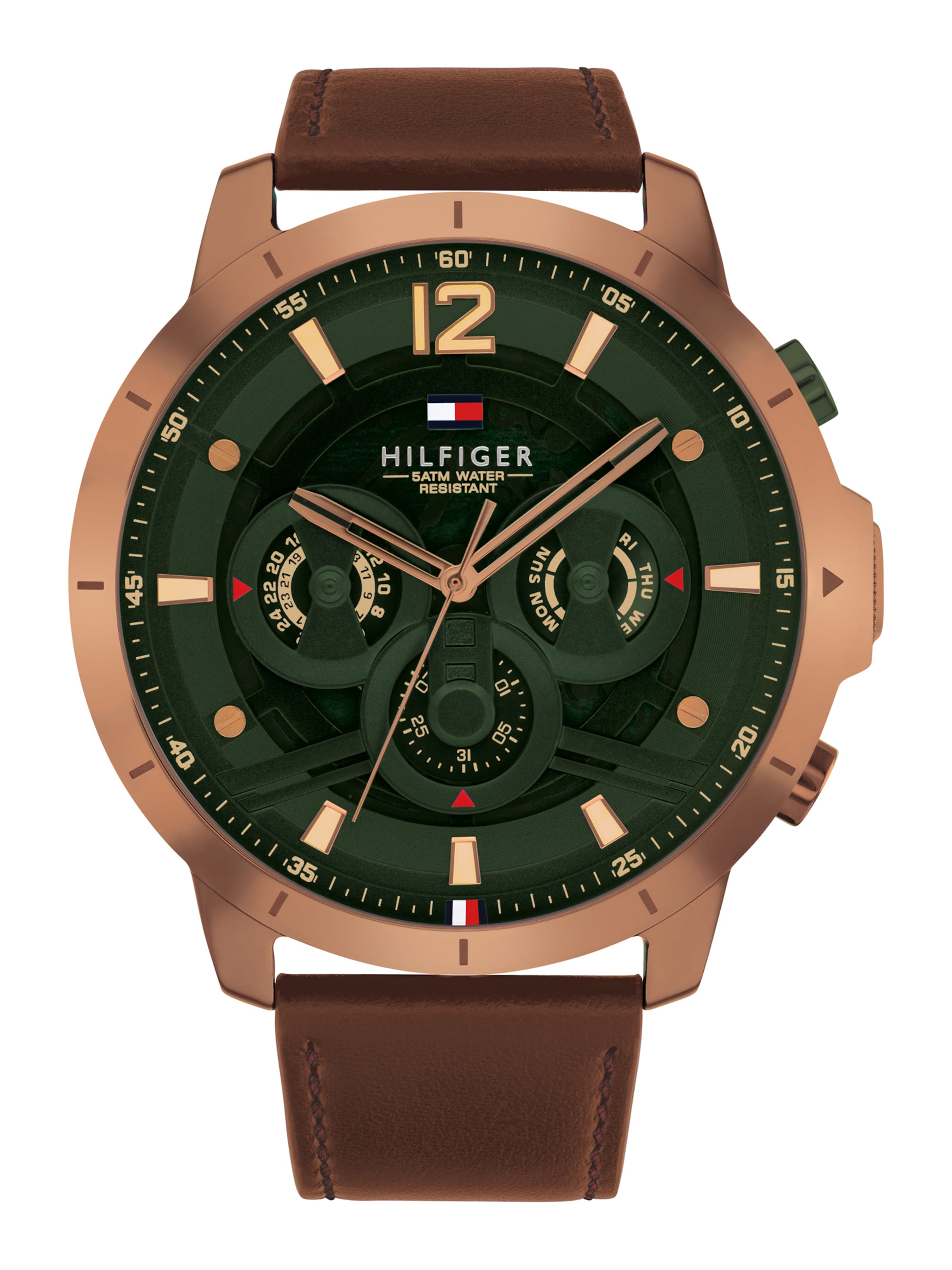 Orologio analogico 'LUCA' di TOMMY HILFIGER in marrone: frontale