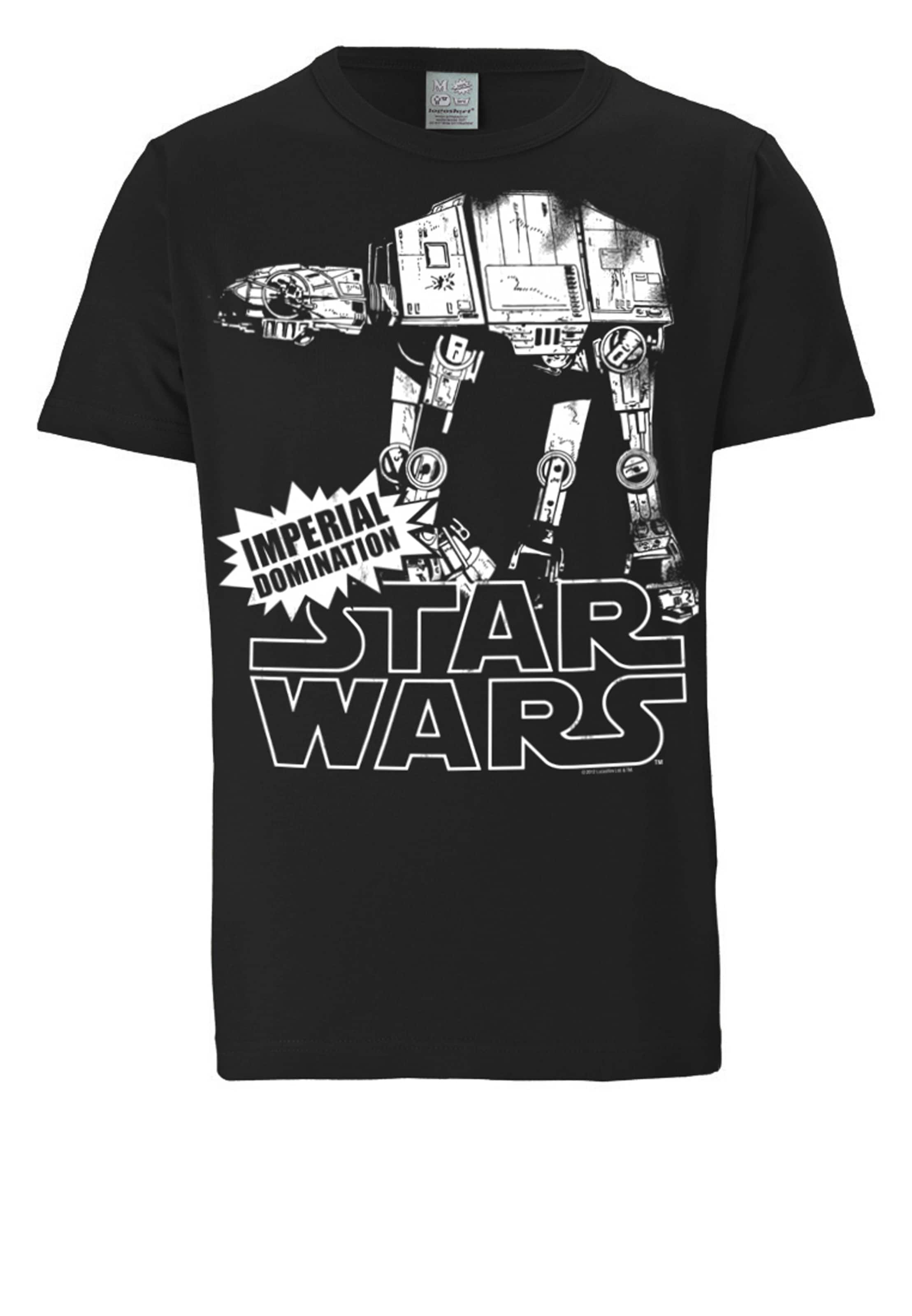 LOGOSHIRT Shirt 'Star Wars - AT-AT' in Zwart: voorkant