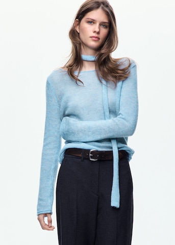 MANGO Set: Pullover und Schal 'LILI' in Blau: Vorderseite