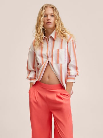 MANGO Wide leg Bandplooibroek 'LIFE' in Oranje