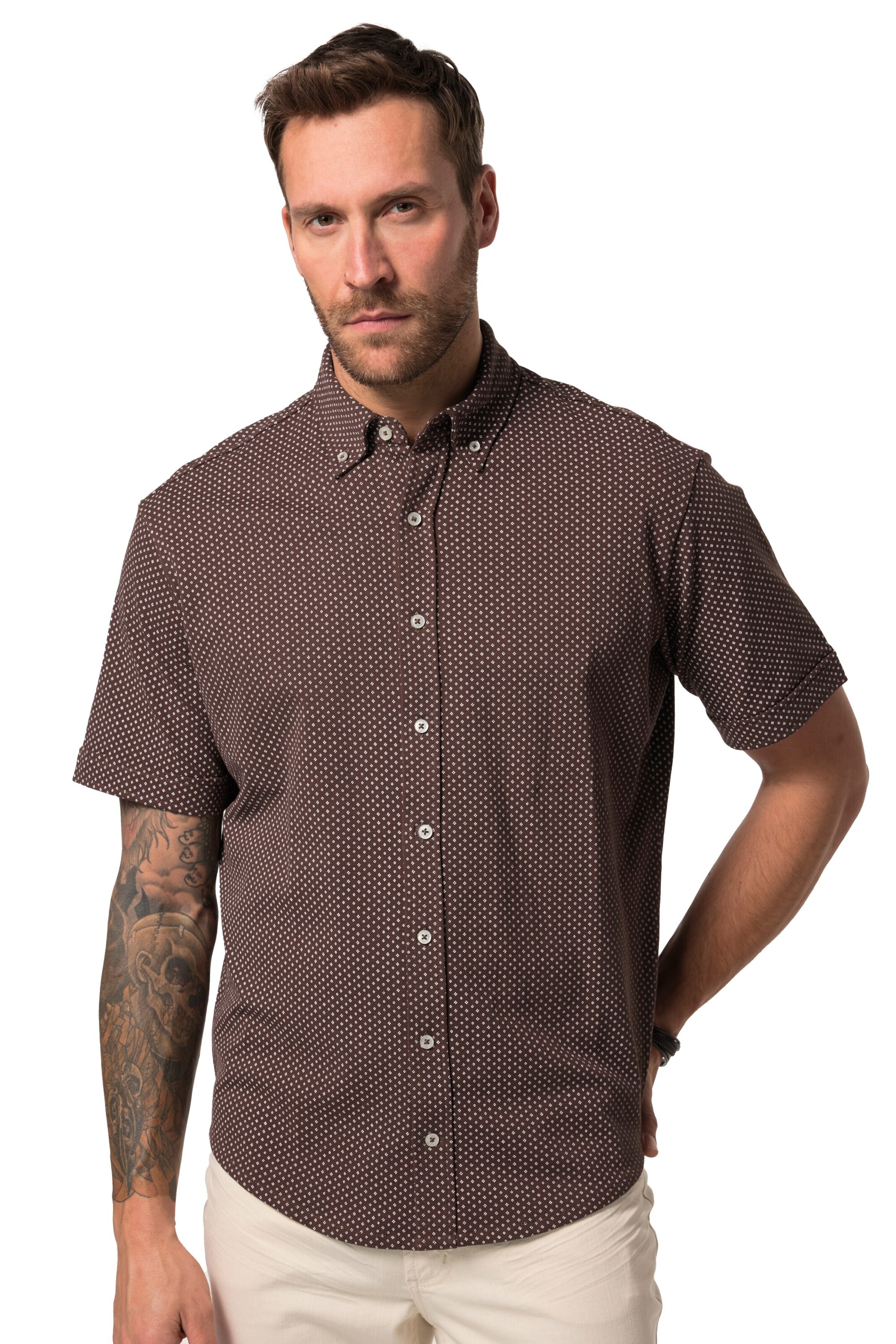 JP1880 Regular Fit Hemd in Braun: Vorderseite