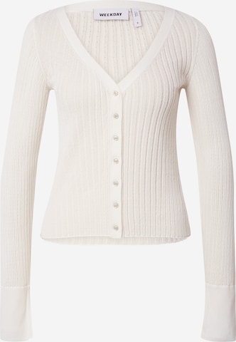 WEEKDAY Cardigan 'Jada' i hvid: forside