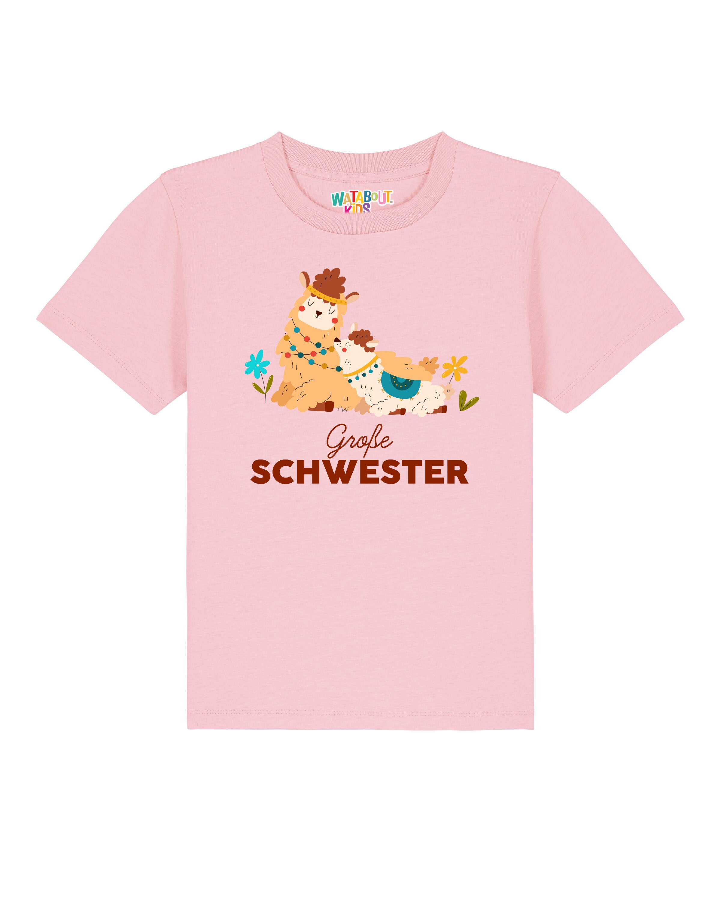 watabout.kids T-Shirt 'Lama Große Schwester' in mischfarben / rosa, Produktansicht