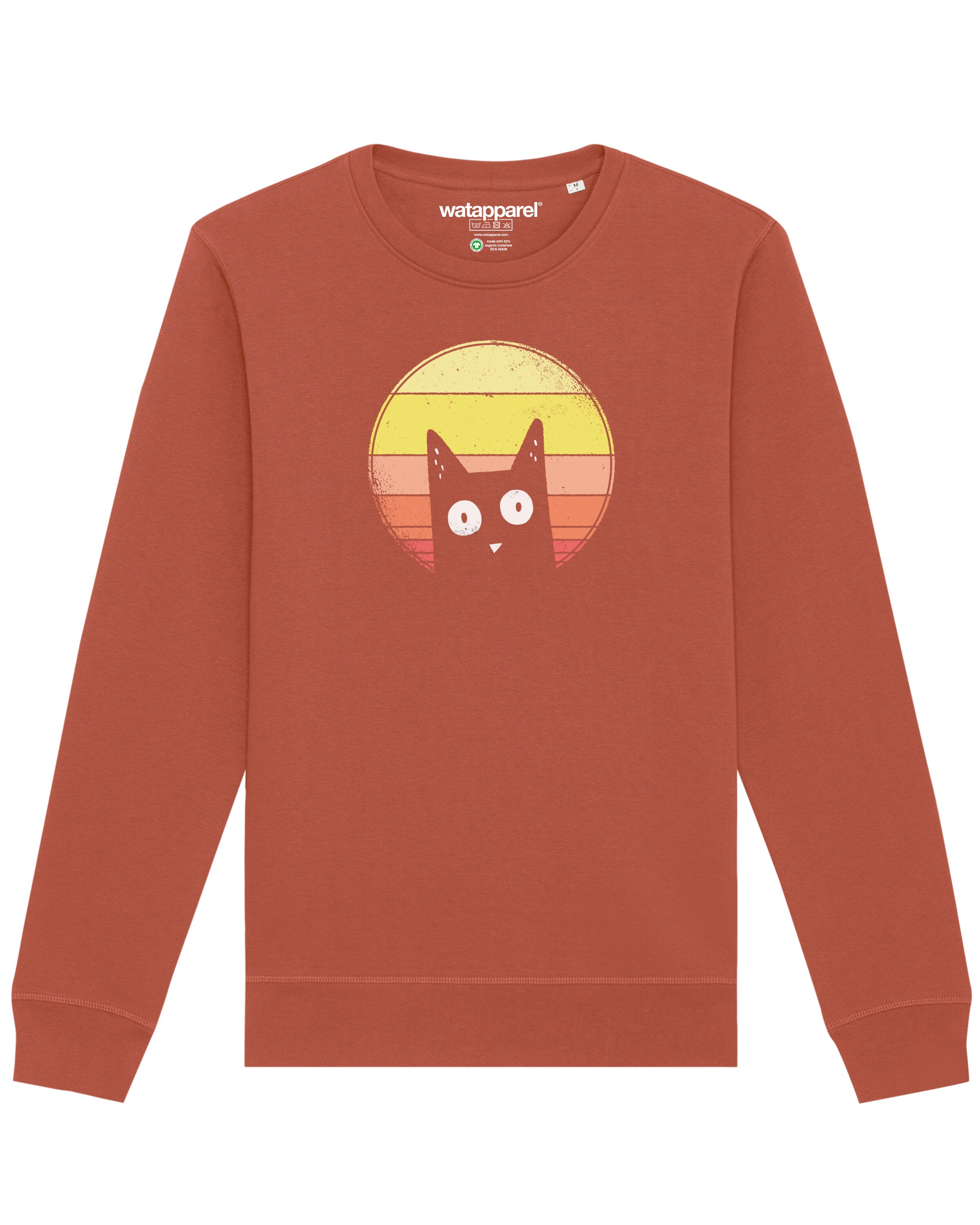 Watapparel Sweatshirt ' Sunset Cat ' in Braun: Vorderseite