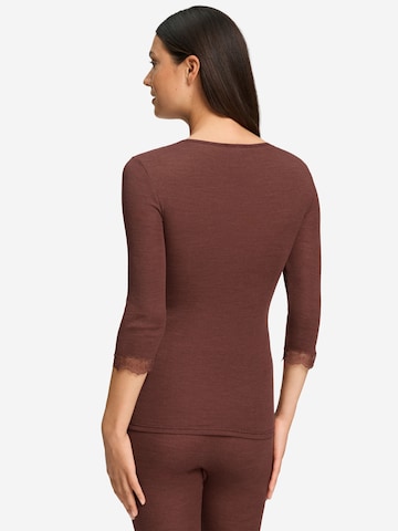 Hanro Shirt ' Woolen Lace ' in Bruin
