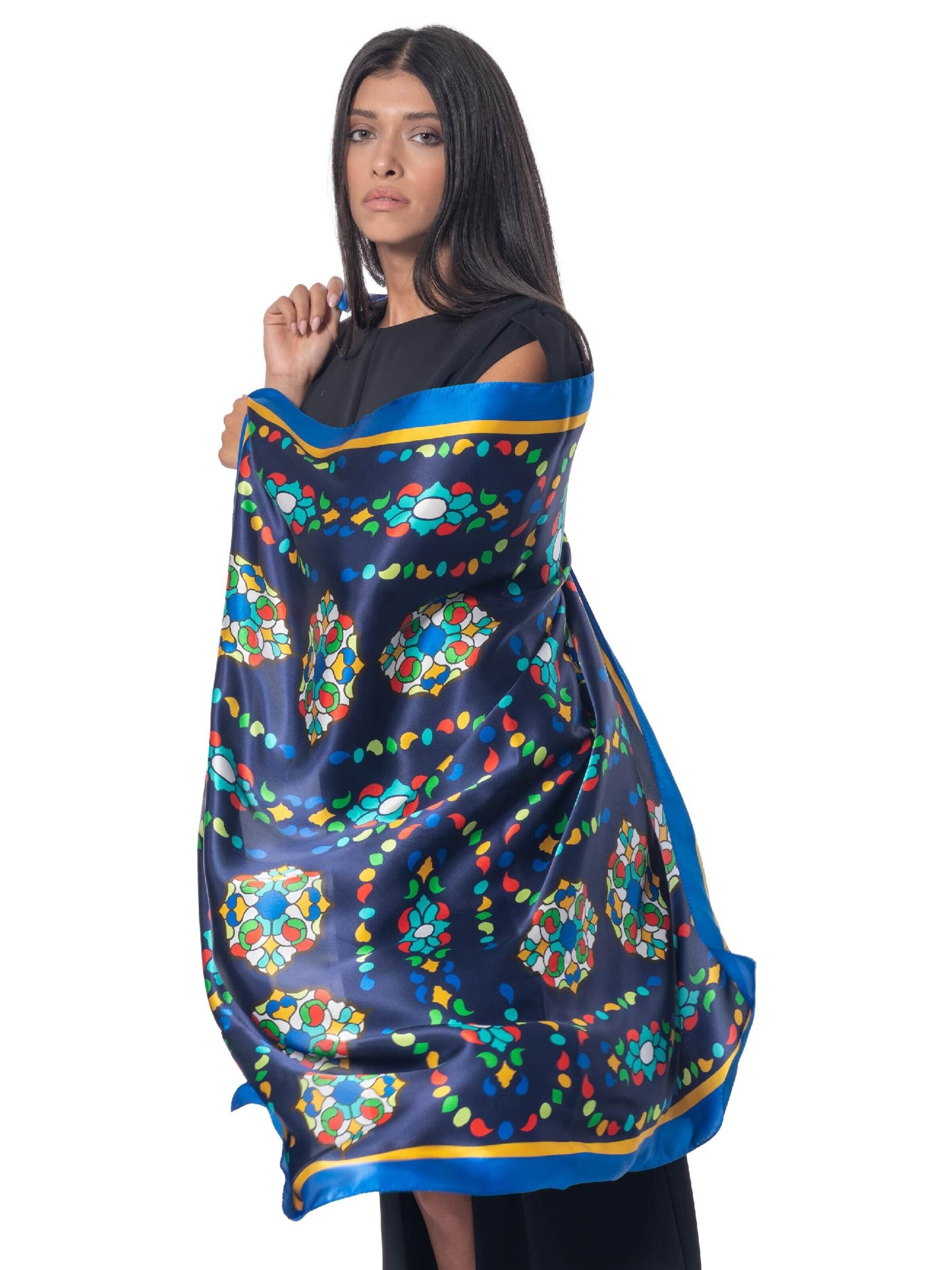 AFROZAN Scarf 'OROSI-Silk scarf' in Blue