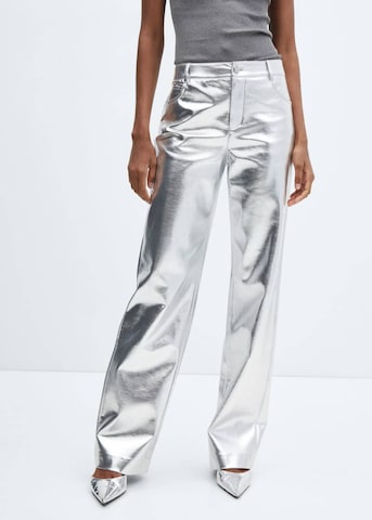 MANGO Regular Broek in Zilver: voorkant