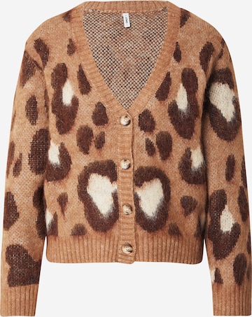 Cardigan 'ONLEDELIE' ONLY en marron : devant