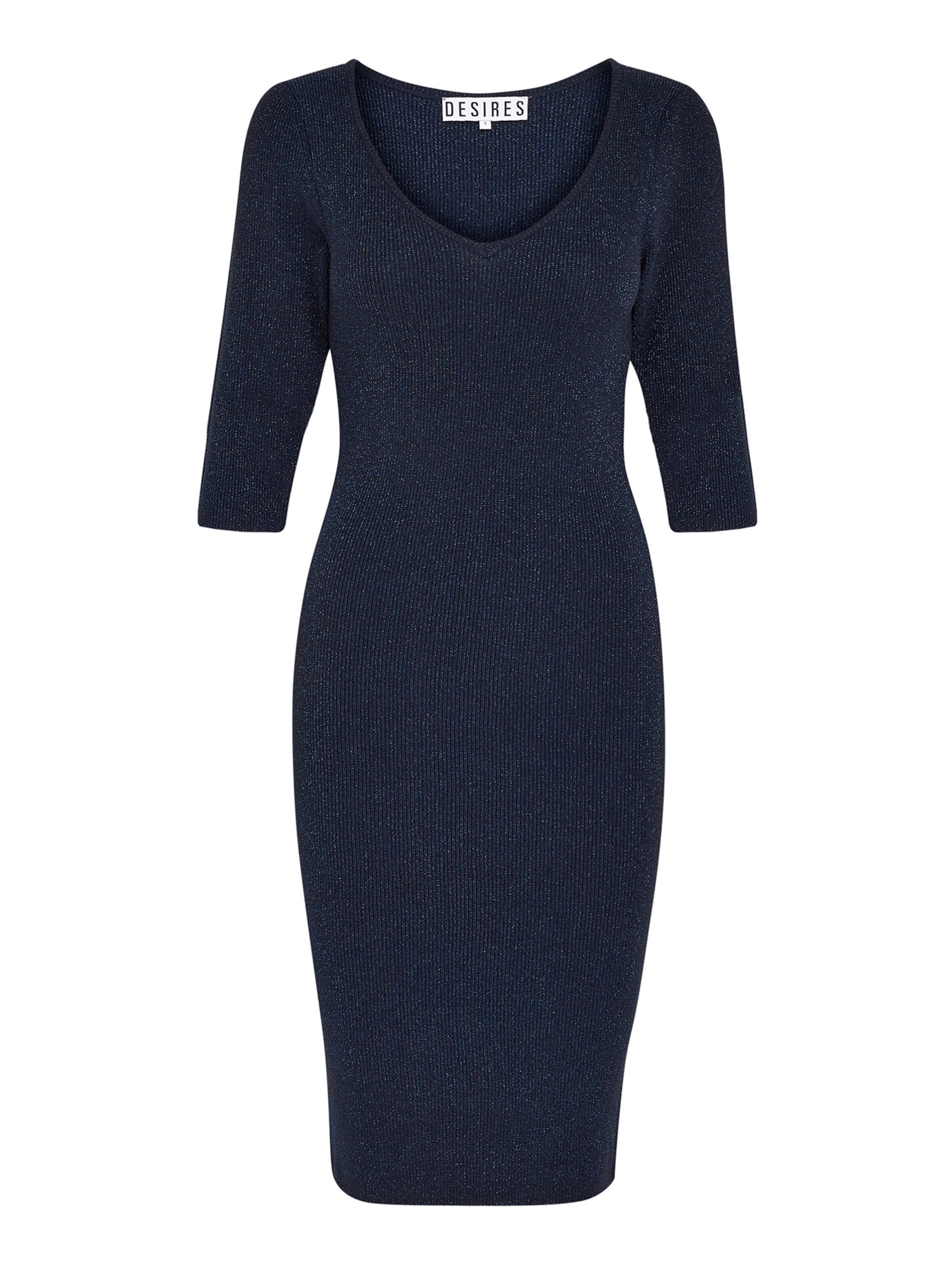 DESIRES Úpletové šaty 'Leila' – modrá: přední strana