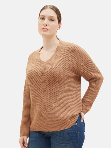 Tom Tailor Women + Pullover in Braun