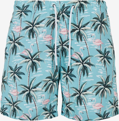 Urban Classics Kupaće hlače u svijetloplava / tamno zelena / svijetloroza / bijela, Pregled proizvoda