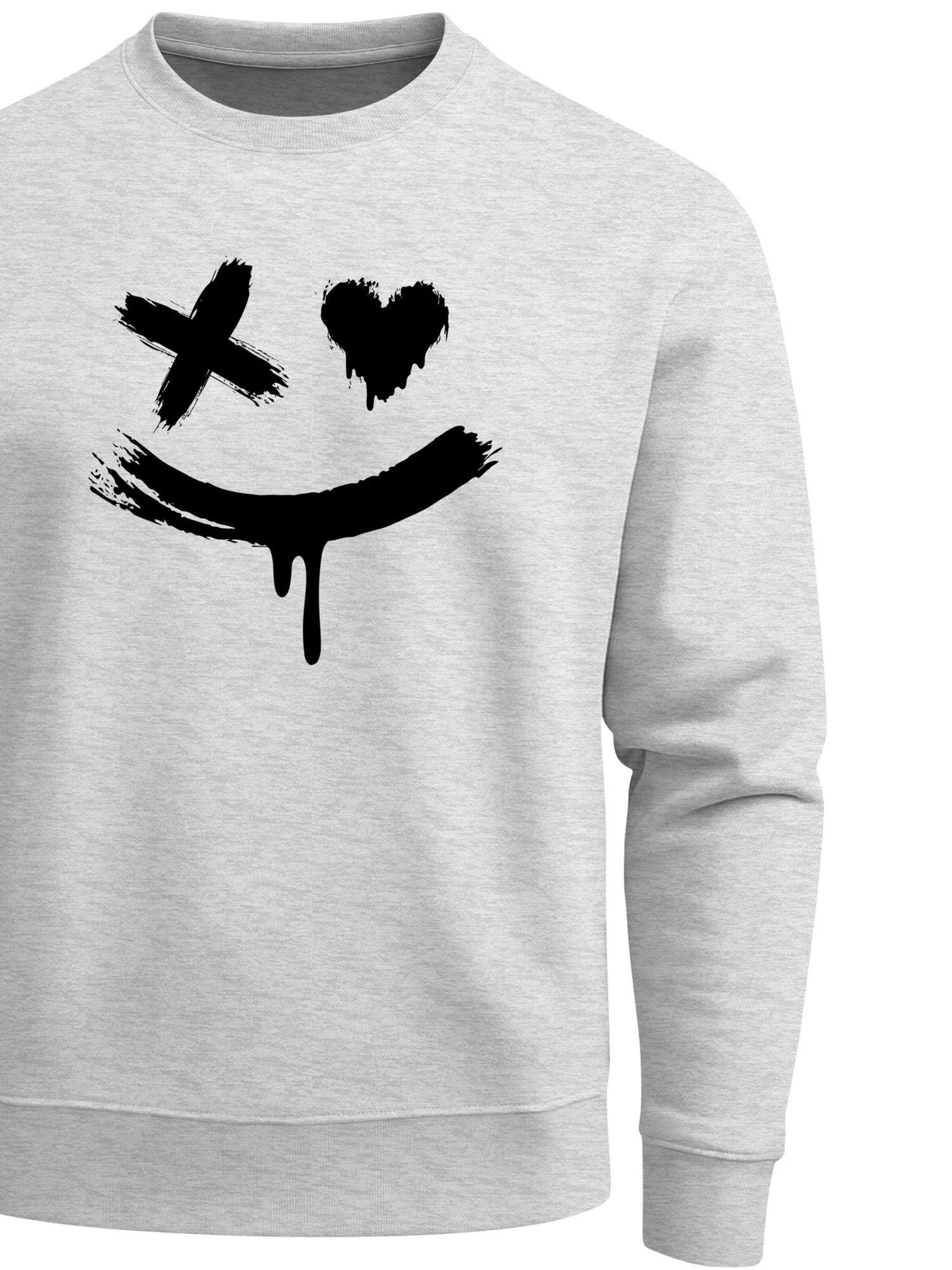Neverless Sweatshirt 'Creepy Smile' in Grey