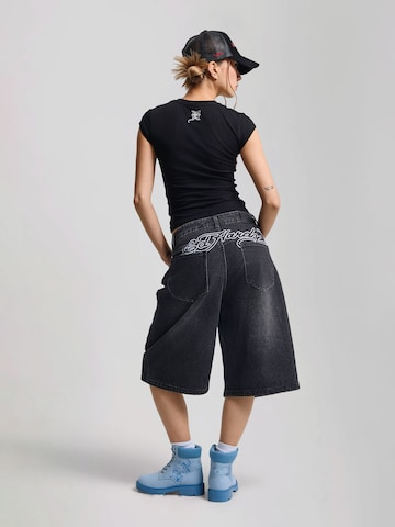 Wide leg Jeans de la Ed Hardy pe negru
