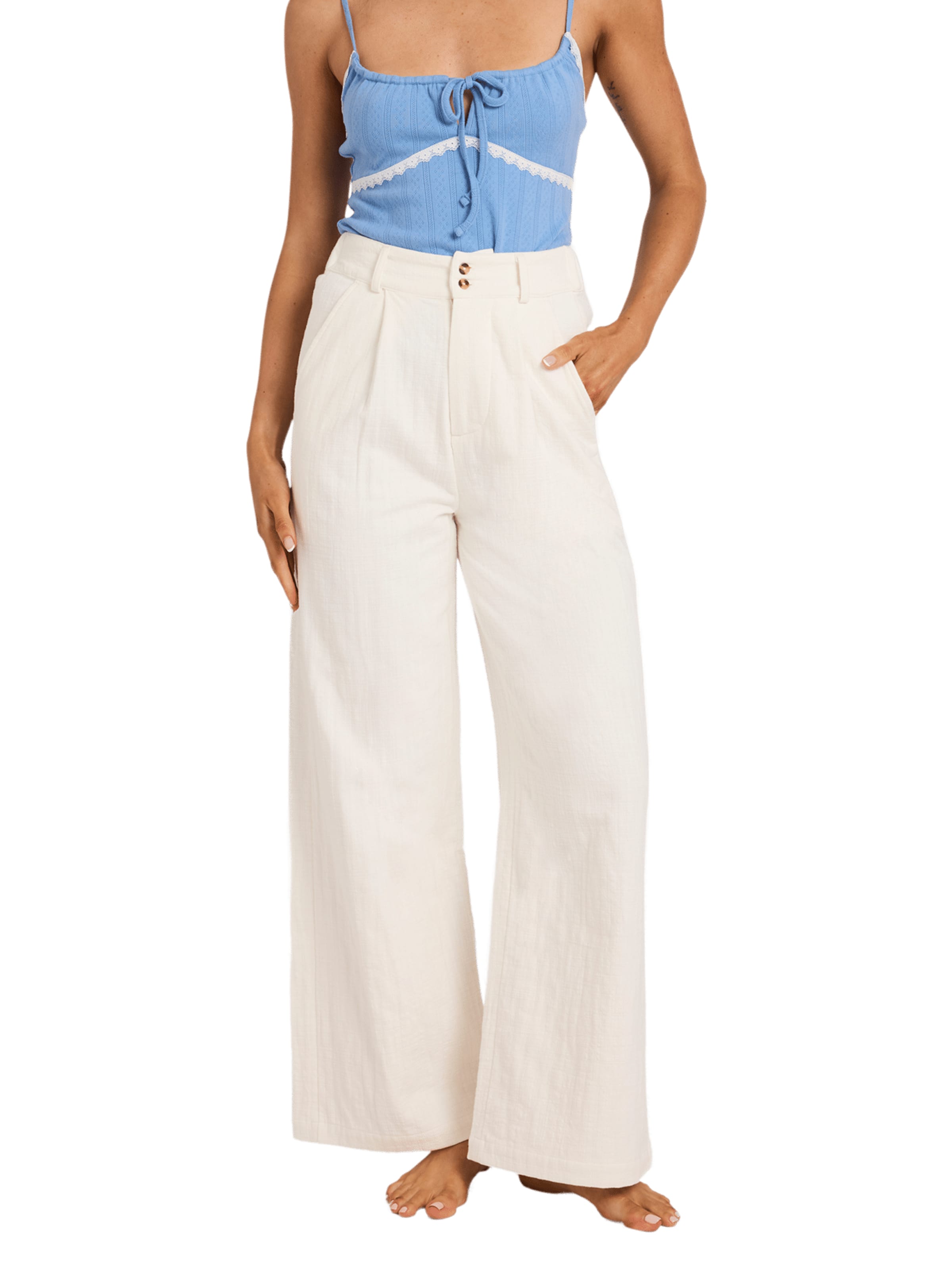 Wide Leg Pantalon 'My Milkshake' BILLABONG en blanc : devant