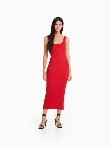 Bershka Gebreide jurk in Rood