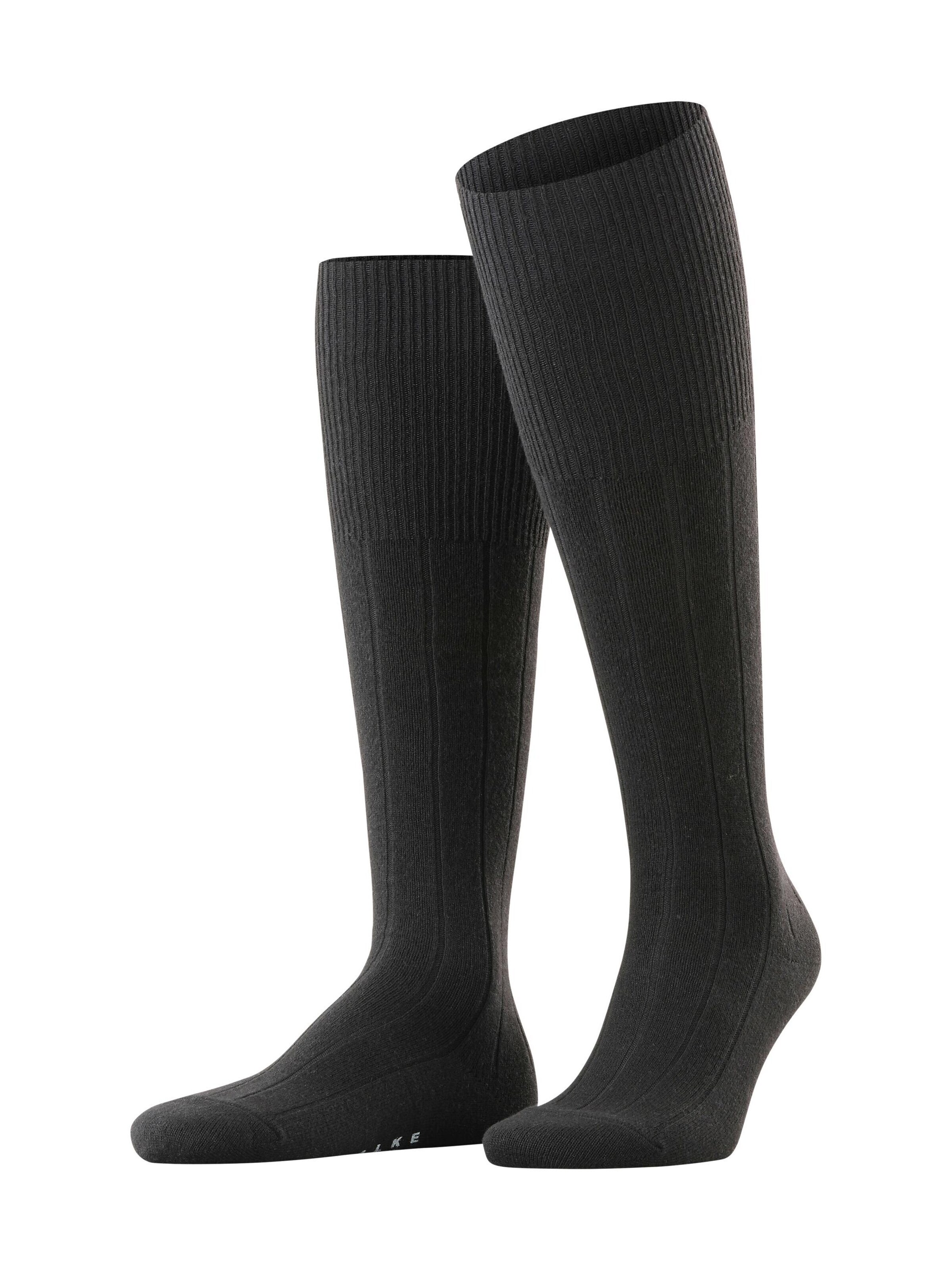 FALKE Knee High Socks 'Lhasa Rib' in Black: front