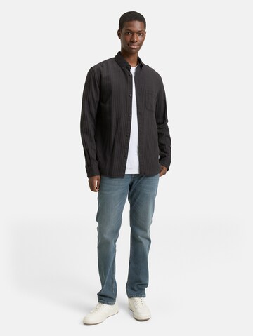 TOM TAILOR DENIM Regular fit Button Up Shirt in Black