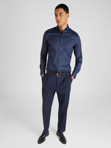 HUGO Regular Pleat-Front Pants 'Teagan' in Blue