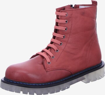 Gemini Lace-Up Boots in Red: front