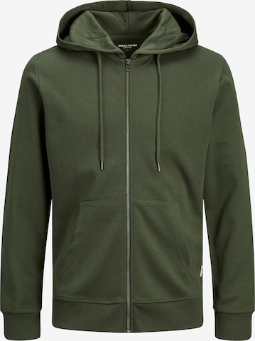 JACK & JONES Zip-Up Hoodie in Green: front