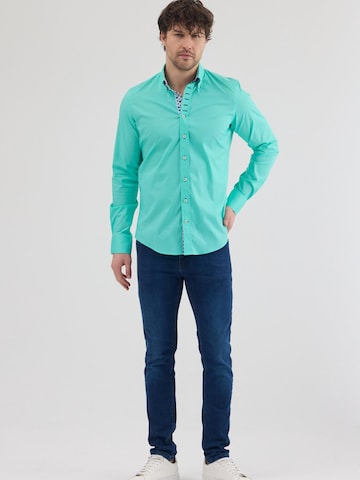 Slim fit Camicia business 'Donatello Iconic Poplin Stretch Man Shirt Green' di 7Camicie in verde