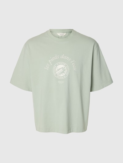 SELECTED T-Shirt en L en vert clair / blanc perle, Vue avec produit