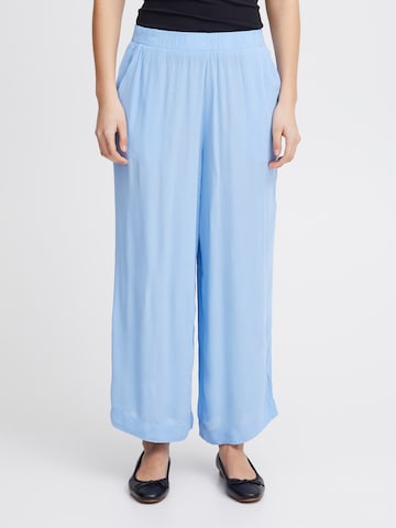 ICHI Wide leg Pants 'MARRAKECH' in Blue: front