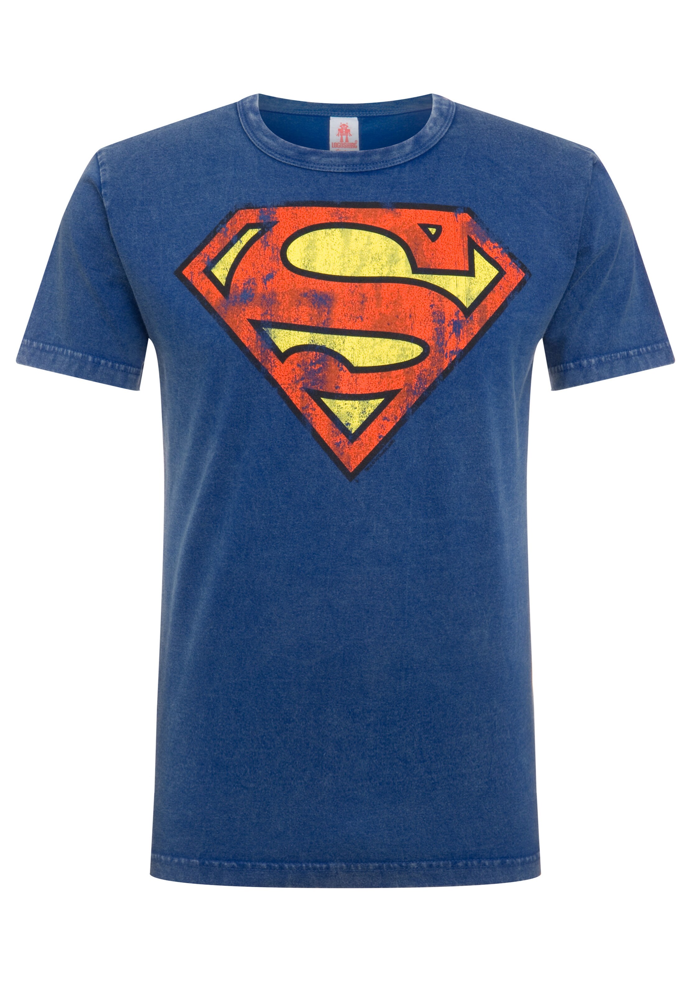 LOGOSHIRT Shirt 'DC Comics - Superman' in Blue: front