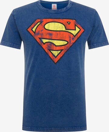 LOGOSHIRT Shirt 'DC Comics - Superman' in Blue: front