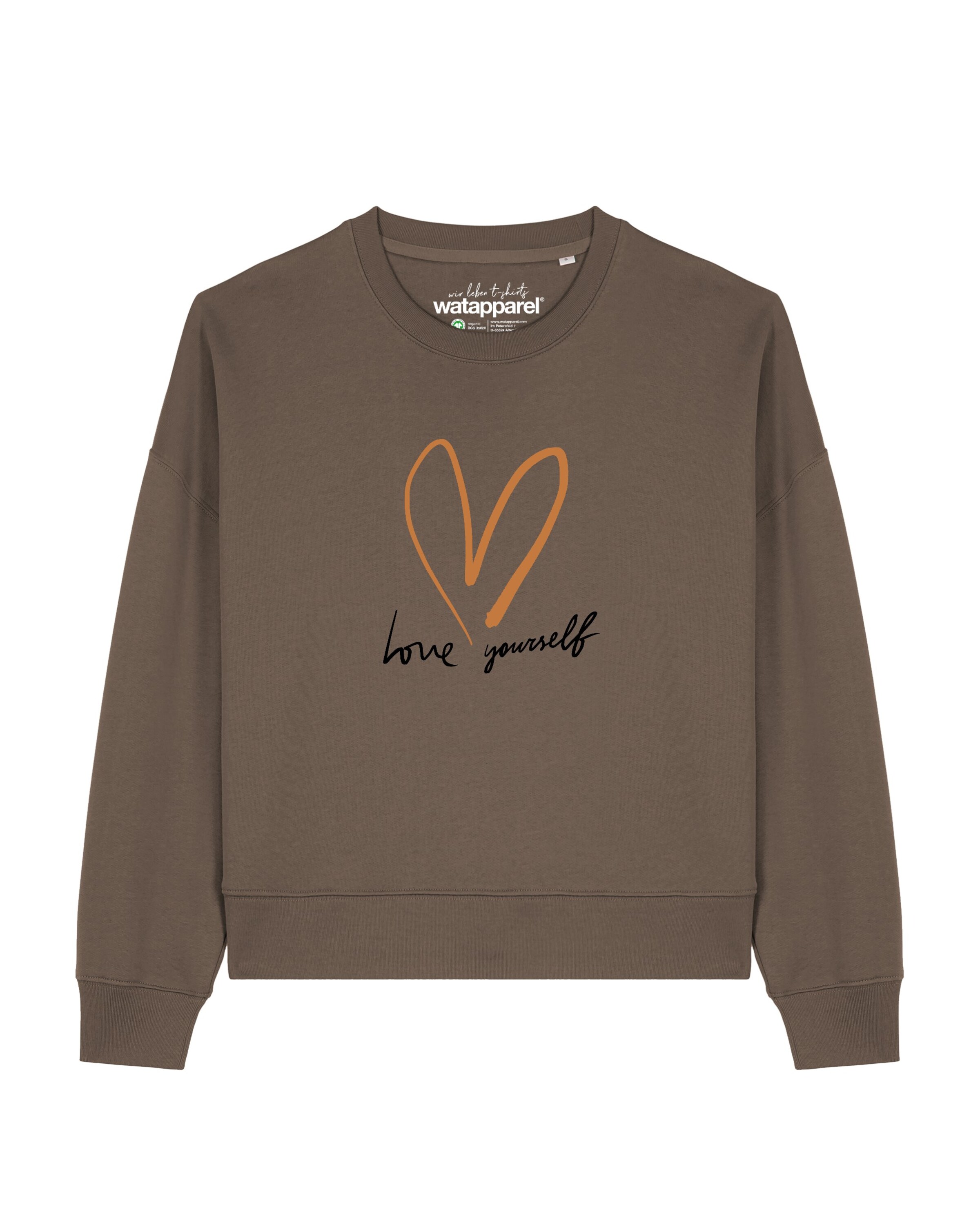 Watapparel Sweatshirt 'Self Love' in Brown: front