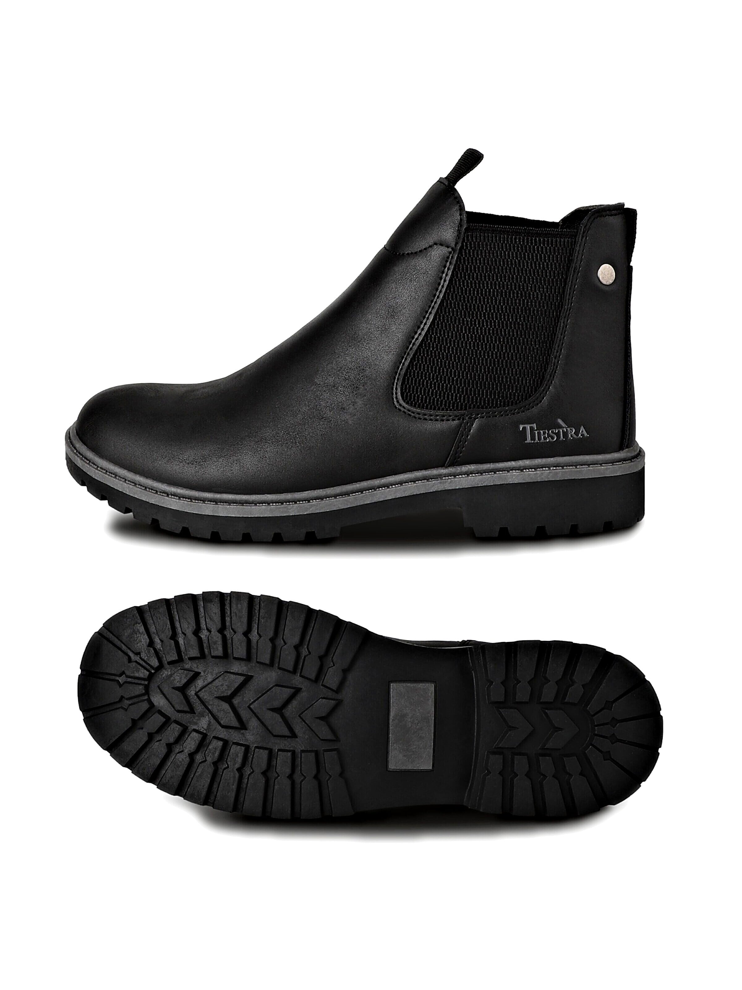 Chelsea Boots 'TIESTRA Herren Chelsea Stiefel, Pull On Knöchel Stiefel mit Griff Sohle' Tiestra en noir