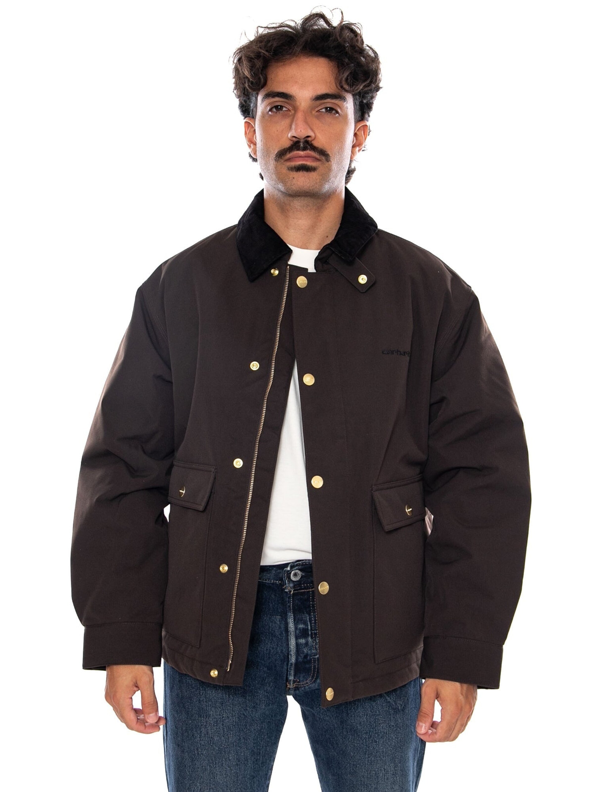 Carhartt WIP Übergangsjacke 'QUENTIN JACKET TOBACCO / BLACK'‌‌‌‌‌‌‌‌ in Braun: Vorderseite