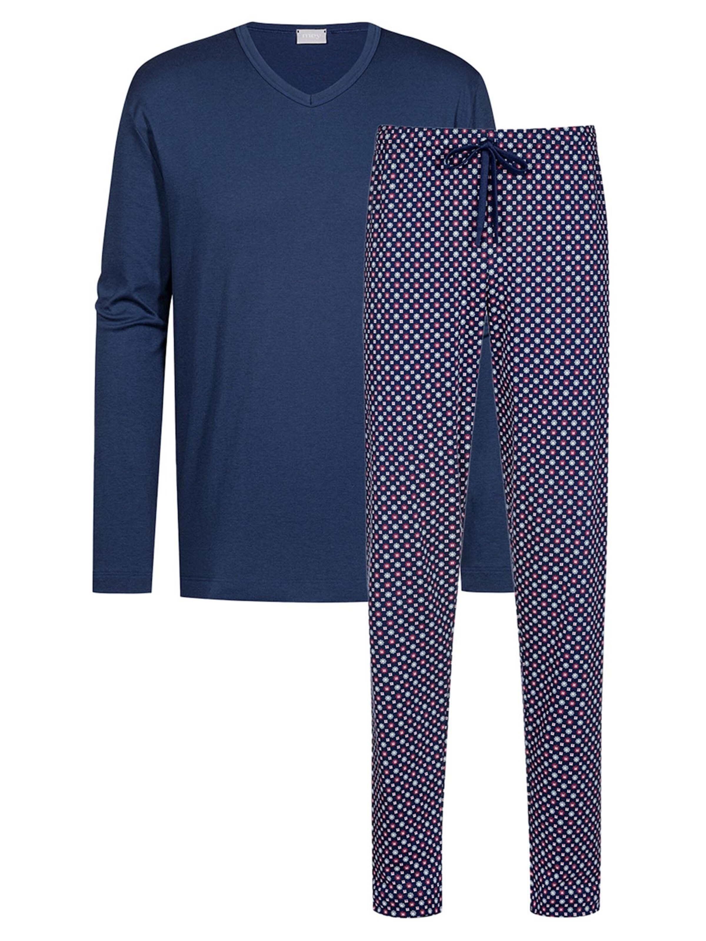 Mey Pajamas long 'Tie Minimal' in Blue: front
