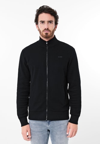 Street One MEN Zip-Up Hoodie in Black: front