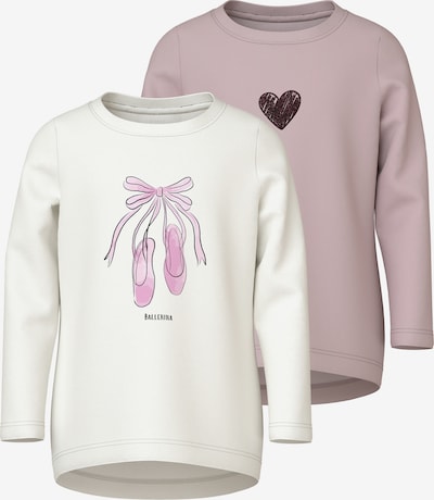 NAME IT Majica 'NMFVIX' u pastelno ljubičasta / svijetloroza / tamno crvena / bijela, Pregled proizvoda