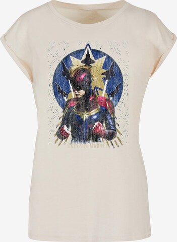 ABSOLUTE CULT Shirt 'Captain Marvel ' in Beige: predná strana