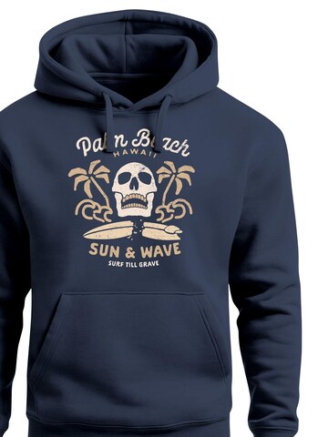 Neverless Sweatshirt 'Skull Surfing' in Blue