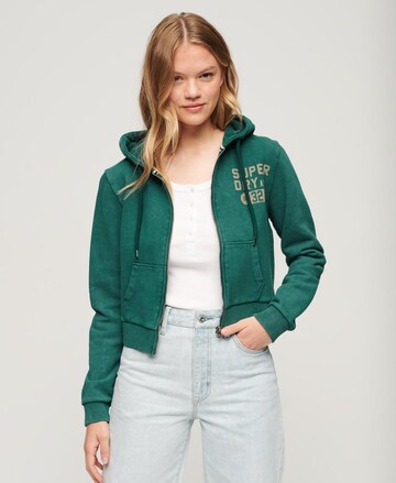 Superdry Zip-Up Hoodie 'Athletic Essential' in Green: front