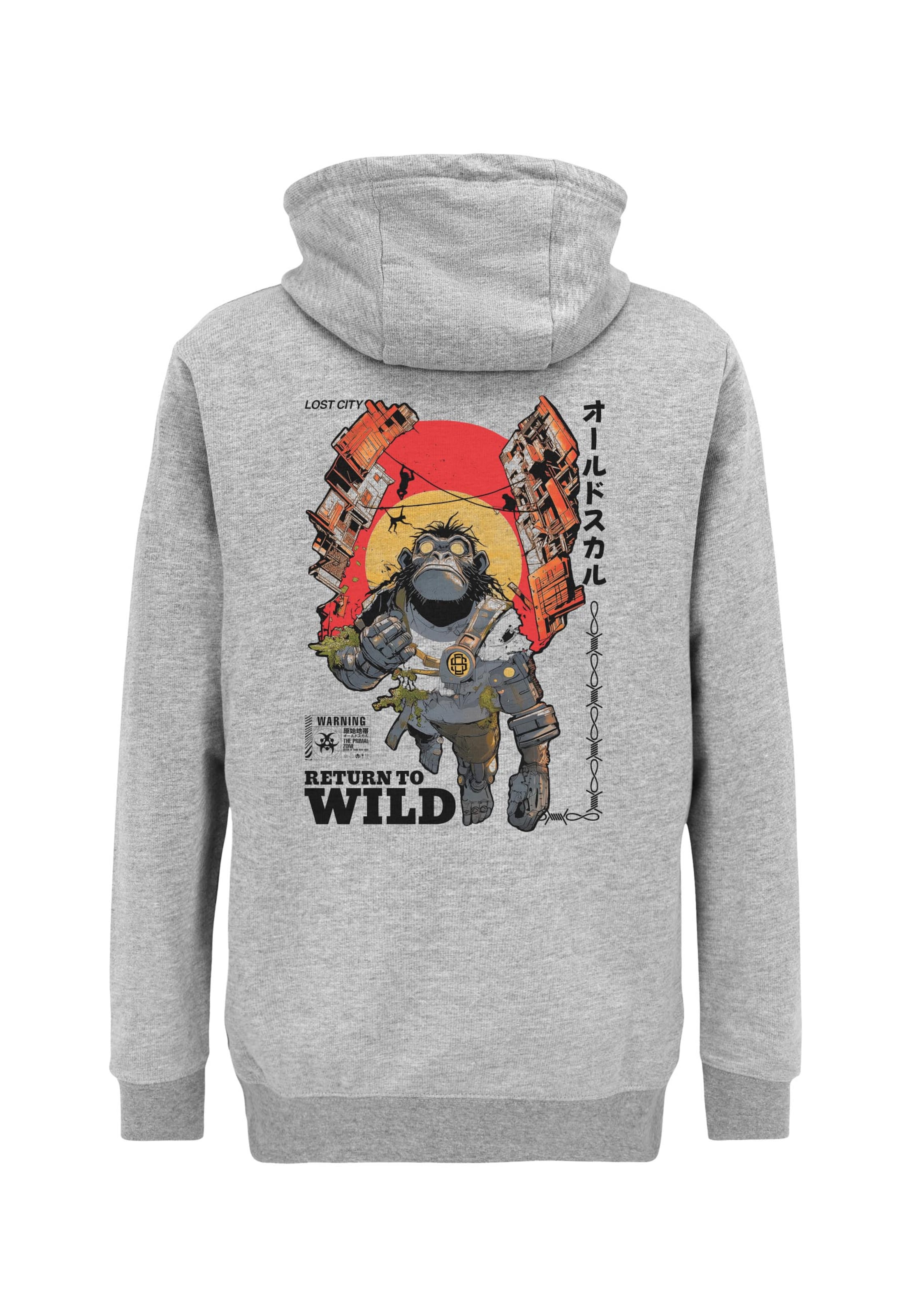 Oldskull Sweatshirt 'Wrldvibe Return to Wild Graphic' in Grijs: voorkant