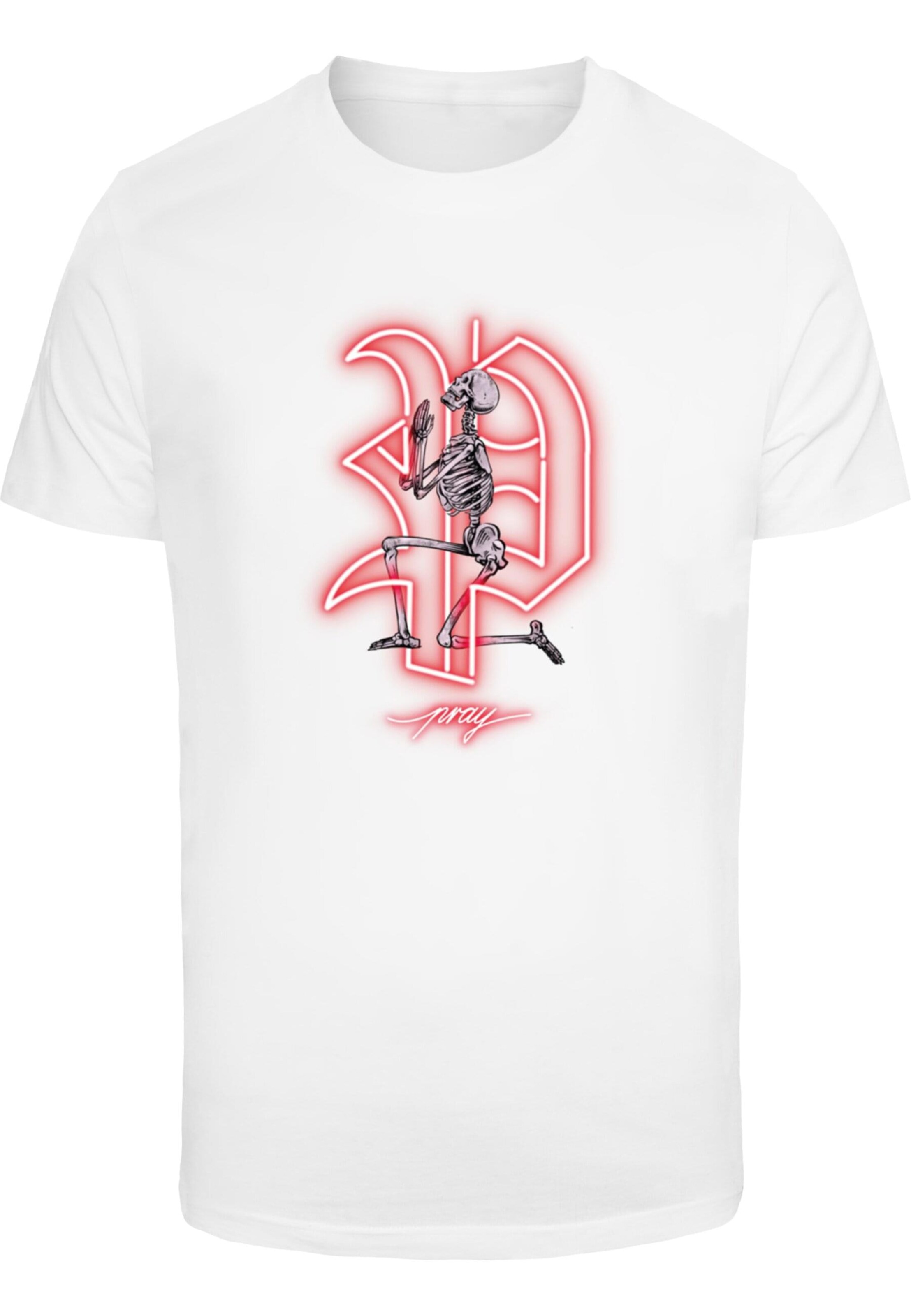 Mister Tee Shirt 'Pray Neon Skull' in White: front