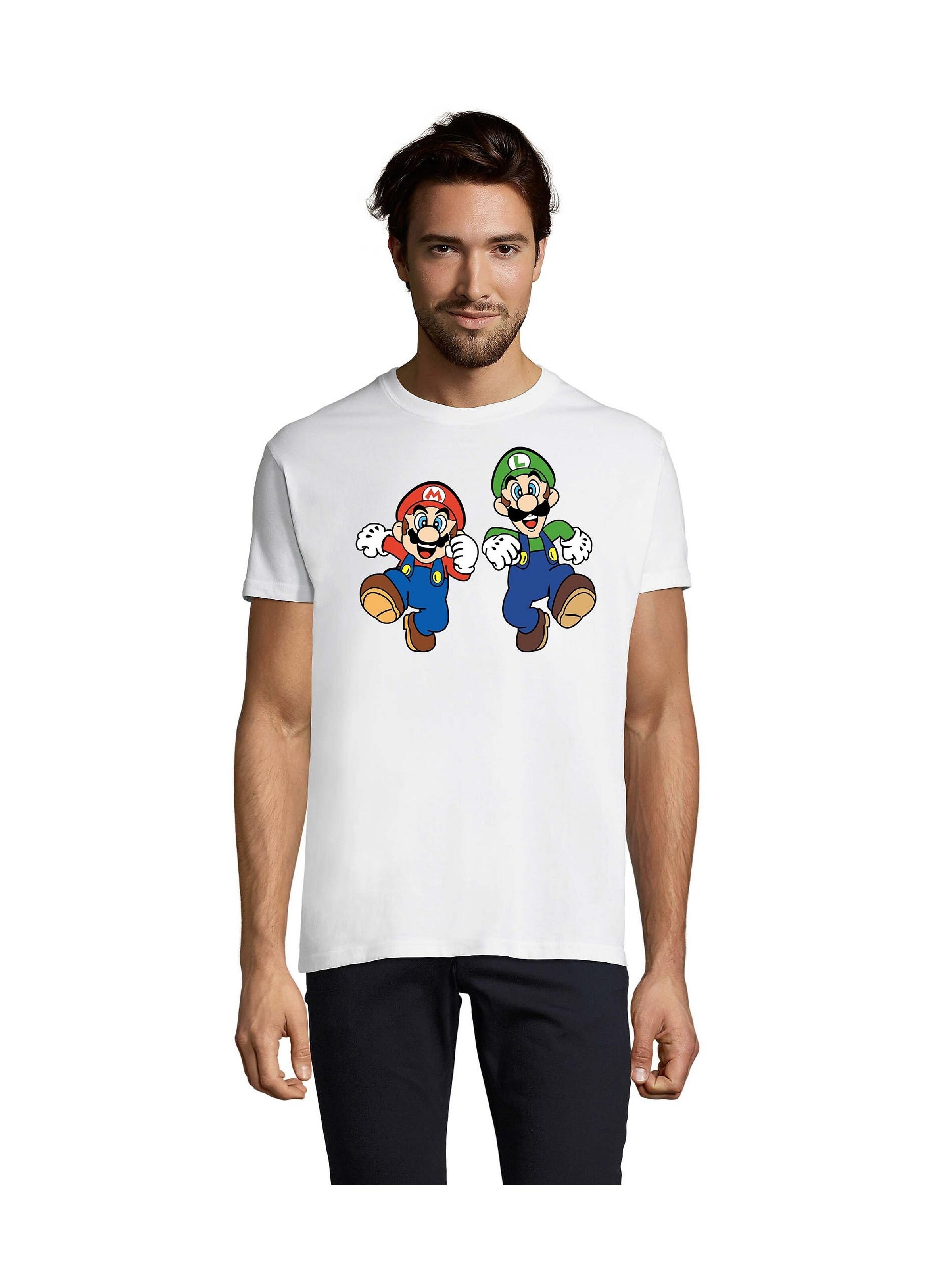 Blondie & Brownie Shirt 'Mario&Luigi'‌‌‌‌‌‌‌‌ in 5XL in weiß, Produktansicht
