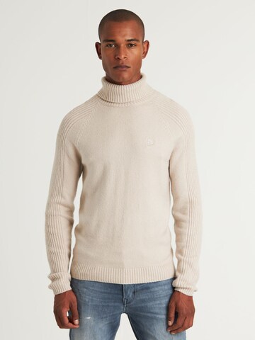 Pull-over 'Trace Col' CHASIN' en beige : devant