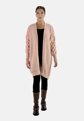 Cappotto in maglia di Elara in rosa: frontale