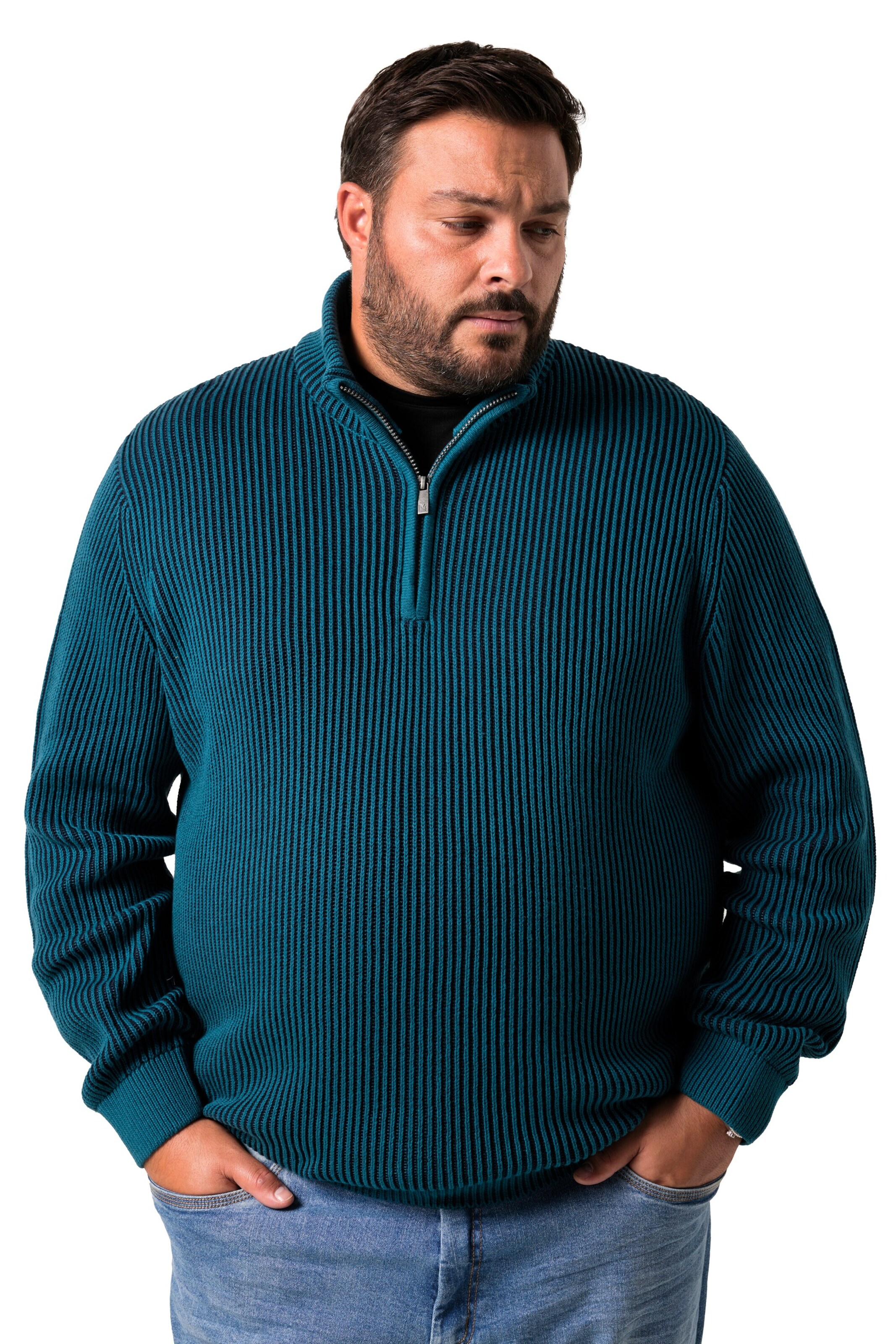 Men Plus Sweater in Green: front