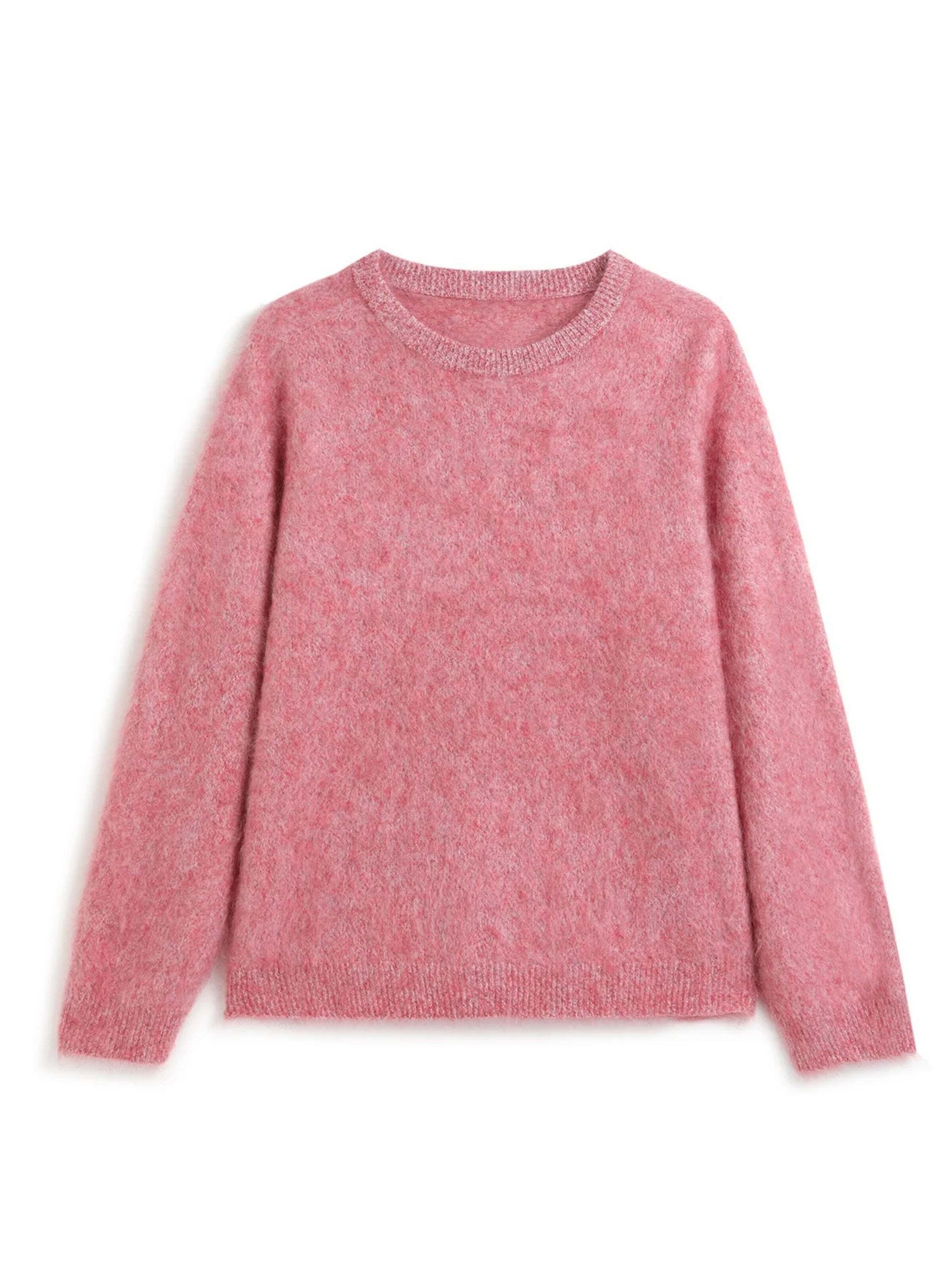 BELLEMERE NEW YORK Sweater 'Rundhalspullover aus gebürstetem, reinem Kaschmir' in Pink: front